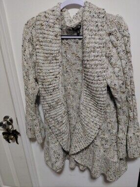 Apt. 9 Speckled Cream Cable-Knit Shawl Cardigan